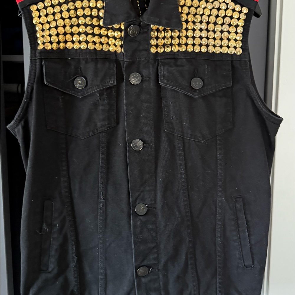 Black Vest with Gold Studs